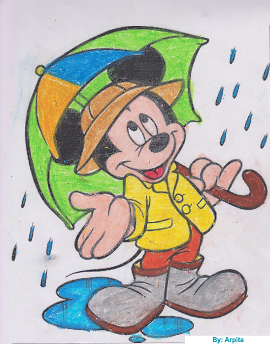 mickey mouse with umbrella